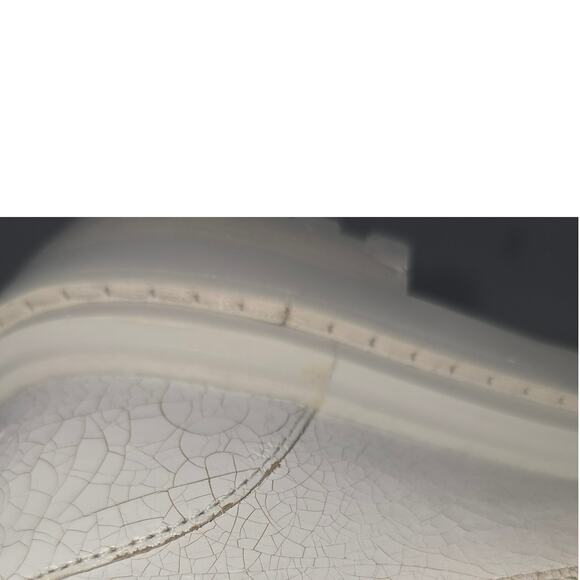 Tory Burch Jessa Lug Sole Loafer White Crackle Gold Tone Metal Horse Head Size 7 - Picture 10 of 13